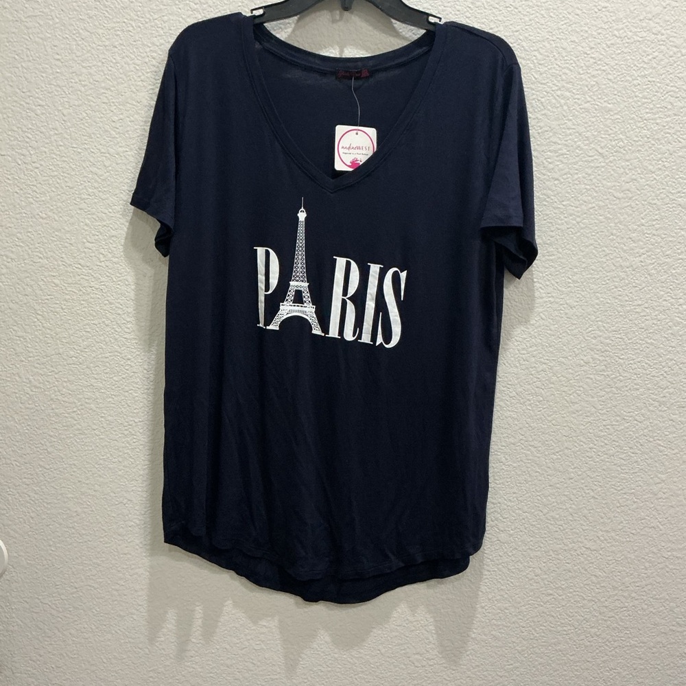 Sheila Rose Paris Graphic Navy Blue Sleep Top